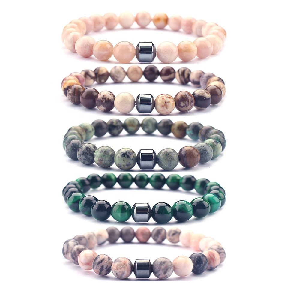Hot Men Women Jewelry Pulsera Mujeres Natural Gemstone Bangles Healing Stone Bead Bracelets